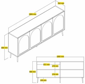 Console Lyon – Cream Gold – 180 cm x 80 cm x 35 cm