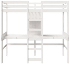 Cama alta sem colchão 75x190 cm pinho maciço branco