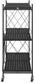 Prateleira de arrumação sobre rodas 71x34x88 cm aço preto