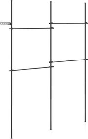 Cabideiro de Pé Modular 139-244 x 110-315 cm, Altura e Comprimento Reguláveis, Preto