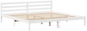 Cama sem colchão 200x200 cm madeira de pinho maciça branco