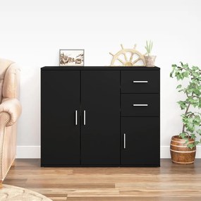 vidaXL Aparador 91x29,5x75 cm derivados de madeira preto