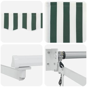 Toldo Retrátil Automático Verde e Branco 400x300 cm