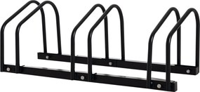 HOMCOM Suporte Estacionamento 3 Bikes Aço Robusto Interior Exterior Seguro 76x33x27cm Preto | Aosom Portugal