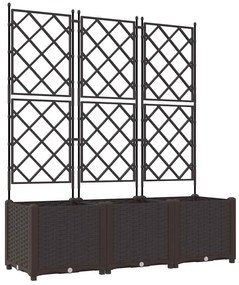 Vaso de Jardim com Treliça 3 pcs Castanho 120x40x143 cm