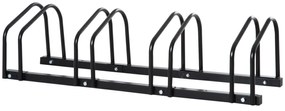 HOMCOM Estacionamento para 4 Bicicletas Suporte de Aço para Estacionar Bicicletas no Chão para Interior e Exterior 110x33x27 cm Preto