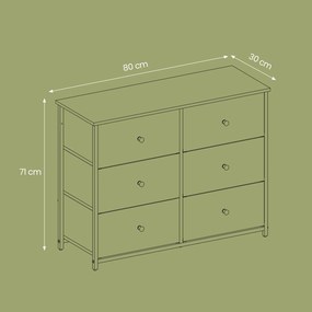 Cómoda, armário, 6 gavetas em tecido 30 x 80 x 71 cm cinza-branco