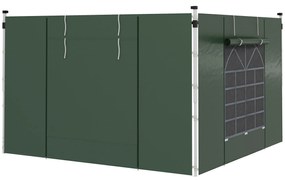 Outsunny Paredes Laterais para Tenda de Jardim 3x3 m ou 3x6 m com 2 Painéis 295x195 cm Janela Enrolável e Porta com Fecho de Correr Verde | AOSOM Portugal