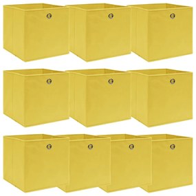 288367 vidaXL Caixas de arrumação 10 pcs 32x32x32 cm tecido amarelo