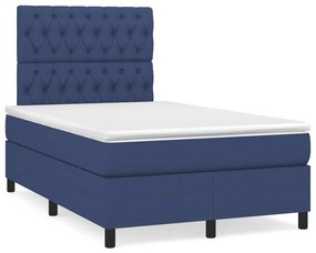 Cama boxspring com colchão 120x190 cm tecido azul