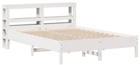 Cama sem colchão 140x200 cm madeira de pinho maciça branco