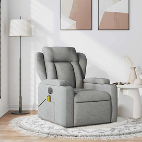 Poltrona de massagens reclinável tecido cinzento-claro