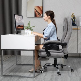 Cadeira de Escritório com 6 Pontos de Massagem Giratória Encosto Reclinável 135º Função de Aquecimento 62x67x113-120 cm Cinza