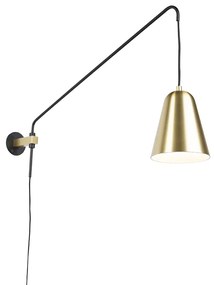 Candeeiro de parede retro dourado/latão com cúpula - Demi Retro