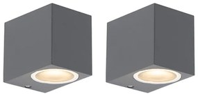 Conjunto de 2 Apliques Modernos Cinza Escuro IP44 - Baleno Moderno