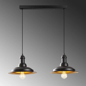 Candeeiro de Teto Saglam – Preto e Dourado – 62 x 30 cm