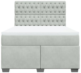 Cama com molas/colchão 140x190 cm veludo cinzento-claro