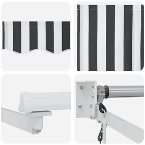 Toldo retrátil 5x3 m tecido e alumínio antracite e branco