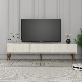 Móvel de TV "Lyon" – 180x44x35 cm – Creme e Nogueira - Design Moderno