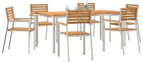 Conjunto de Jantar de Jardim vidaXL de 7 Peças de Madeira Sólida de Te