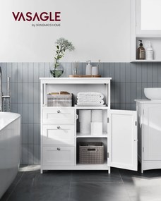 Armário de casa de banho 30 x 60 x 80 cm com 3 gavetas Branco