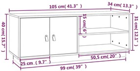 Móvel de TV 105x34x40 cm madeira de pinho maciça branco