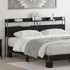 vidaXL Cabeceira de armazenamento Carvalho preto 200 cm