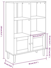 Estante SENJA aspeto de vime 90x35x130 cm pinho maciço branco