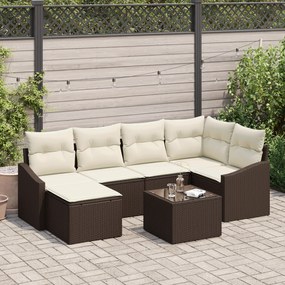 Conjunto de Jantar para Jardim de 6 Peças com Almofadas Cinza Vime Pol