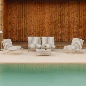 Conjunto De Jardim Com Sofá Modular De 2 Peças, 2 Poltronas E Mesa Auxiliar Conversível Amaro Tapioca Bege - Azul- Marinho - Sklum