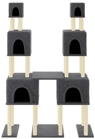 Árvore p/ gatos c/ postes arranhadores sisal 199cm cinza-escuro