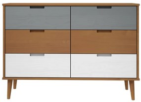 Armário de gavetas MOLDE 113x40x80 cm pinho maciço castanho