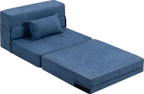 Poltrona convertível de 1 lugar, poltrona-cama dobrável, almofada incluída, para convidados, sala de estar, espaços pequenos, capacidade de 120 kg, az