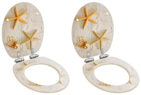 vidaXL Assentos sanita 2 pcs c/ tampas fecho suave MDF design estrelas
