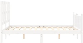 Cama sem colchão 140x190 cm madeira de pinho maciça branco