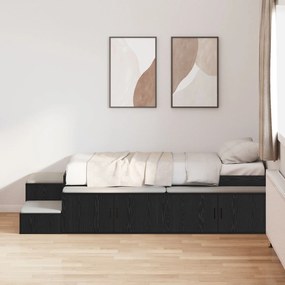 Estrutura de Cama Armazenamento em Carvalho Preto 100x200 cm