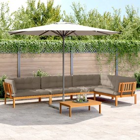 vidaXL 5 pcs móveis de paletes p/ jardim com almofadões acácia maciça