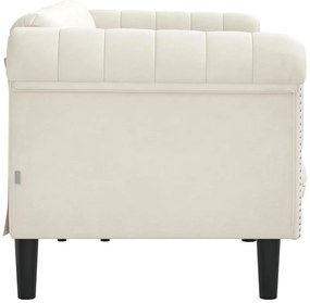 Sofá de 3 lugares veludo cor creme