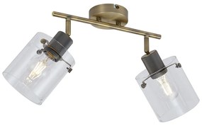 Foco de teto de design bronze com vidro transparente 2 luzes - Domo Moderno