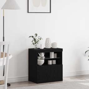 Sideboard vidaXL com Luzes LED Carvalho Preto 60x37x67 cm