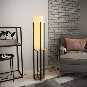 Candeeiro de Pé Shelf Lamp – Preto e Dourado – 25 x 25 x 130 cm
