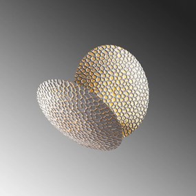 Candeeiro de Parede Yosma - Prateado e Dourado - 21cm x 21cm x 15cm