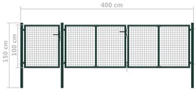 Portão de jardim 400x100 cm aço verde