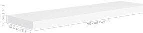 Prateleiras parede suspensas 4 pcs 90x23,5x3,8cm MDF branco