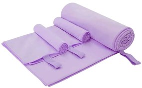 vidaXL Conjunto de Toalhas Esportivas 3 pcs Roxo Poliéster e Poliamida