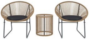 Outsunny Conjunto de Jardim 3 Peças com 2 Cadeiras e Mesa de Vime com Almofadas Acolchoadas e Bancada de Vidro Temperado Cinzento | Aosom Portugal