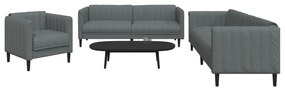 3 pcs conjunto de sofás tecido cinzento-escuro
