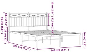 Estrutura de cama com cabeceira 135x190 cm metal branco