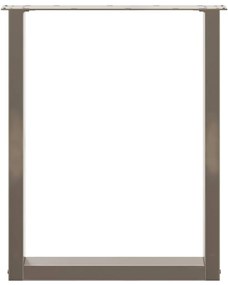 Pés para mesa de jantar em formato de U, 2 peças, aço natural, 60x(72-