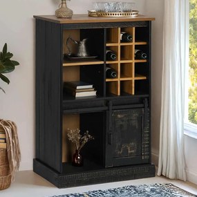 vidaXL Adega HALDEN com Suporte para Vinhos e Porta Deslizante Pinho